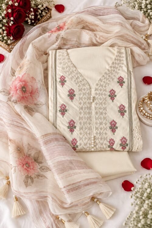 Ivory Floral Suit Set