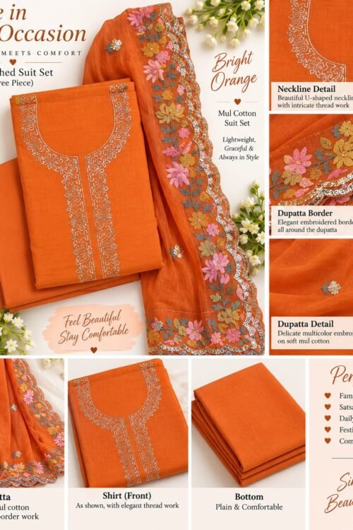 Sunset Bloom Embroidered Suit Set